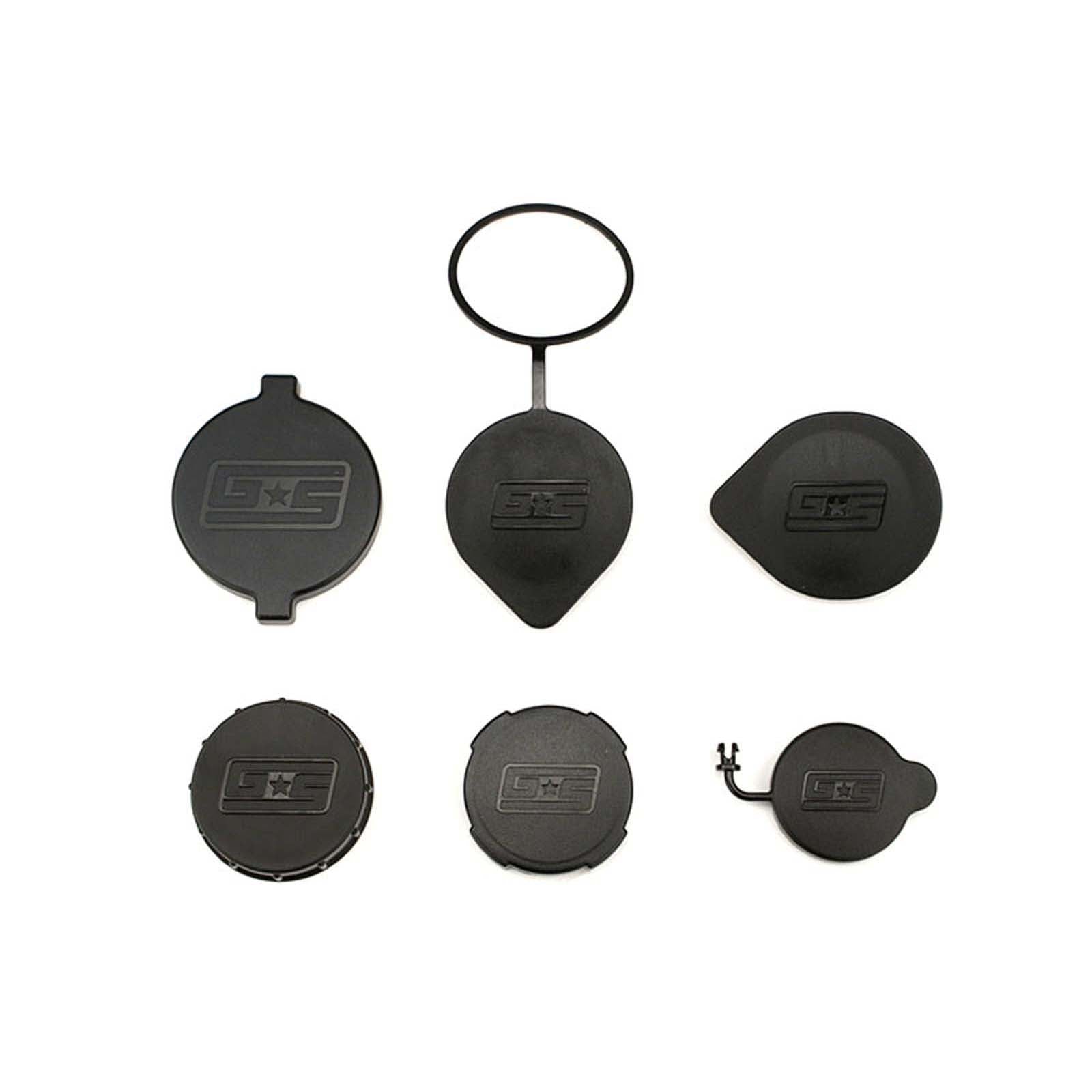 GrimmSpeed Engine Bay Reservoir Cap Set BLACK - 2002-2021 Subaru WRX/STI/FXT/OBXT/LGT